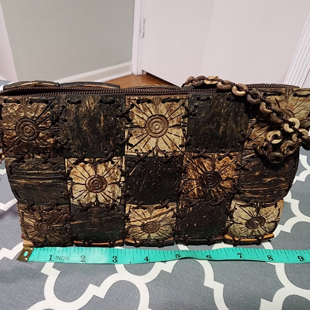 Handcrafted Coconut Shell Patchwork Shoulder Bag - image 8